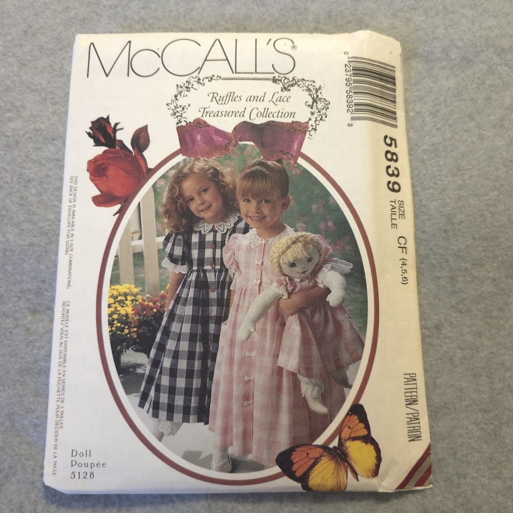 McCall's 5839 CF Girls Dress & Doll Pattern Size 4-6 Uncut 90s Vintage